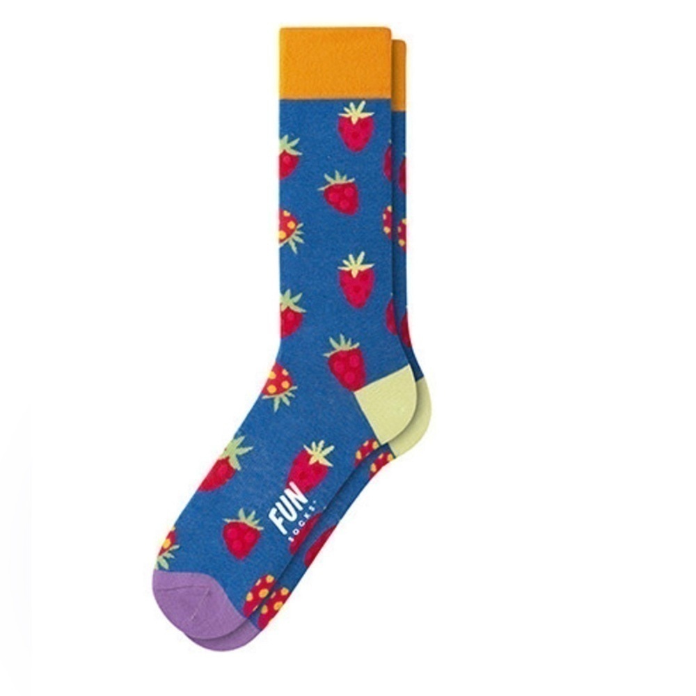 Fun Socks Men's Strawberry Crew~ Shoe Size 6-12